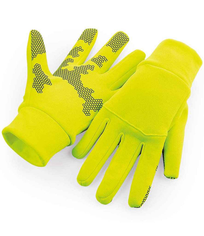 Beechfield Sports Tech Soft Shell Gloves | Fluorescent Yellow - Eg Clothing UK