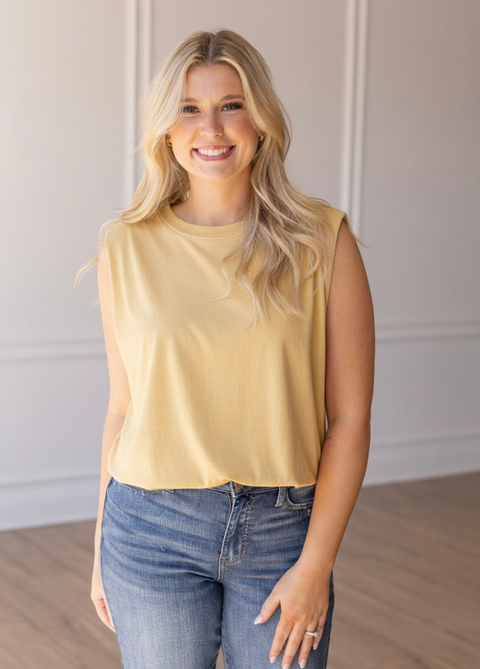 Bubble Hem Tank Top - Mustard