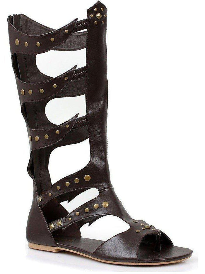 Ellie Shoes 031-Warrior Men's Knee-High Sandals - Flat Design in Black & Brown, Sizes S-M-L Ellie Shoes