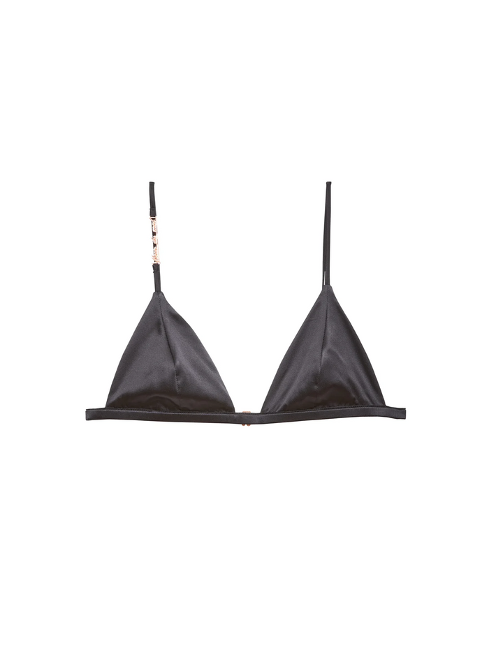Fleur Du Mal Luxe Silk Triangle Bra Noir