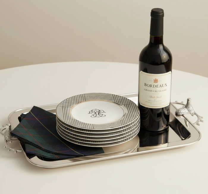 GLEN PLAID APPETIZER PLATES-4PC. SET