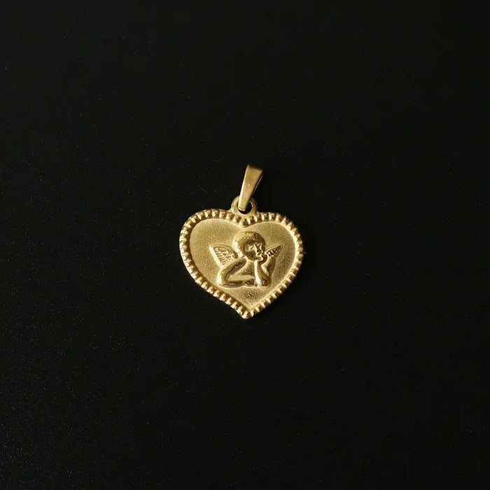 Gold Plated Angel Cupid Heart Pendant - Pantsnsox