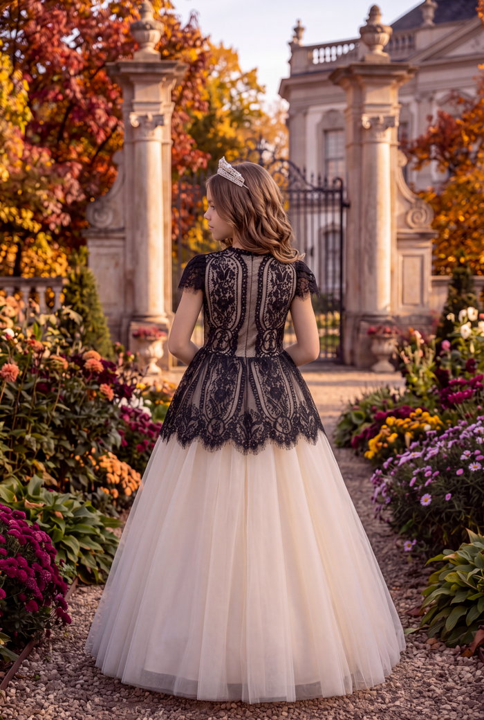 GWENDOLYN GOWN BLACK/NATURAL