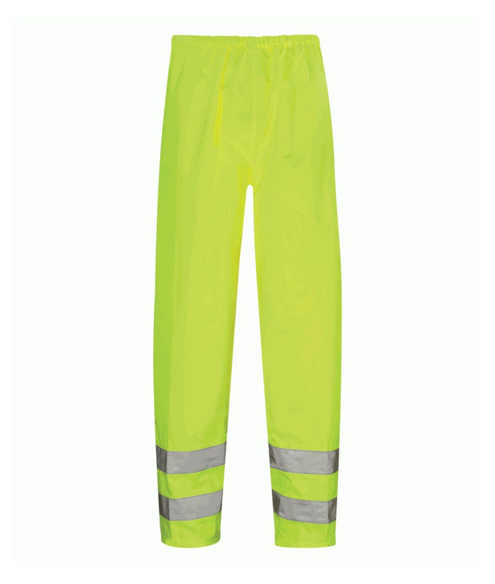 Haw Hi Vis Waterproof Over Trousers high-visibility with 2 reflective tape bands elasticated waist and stud-adjustable hems