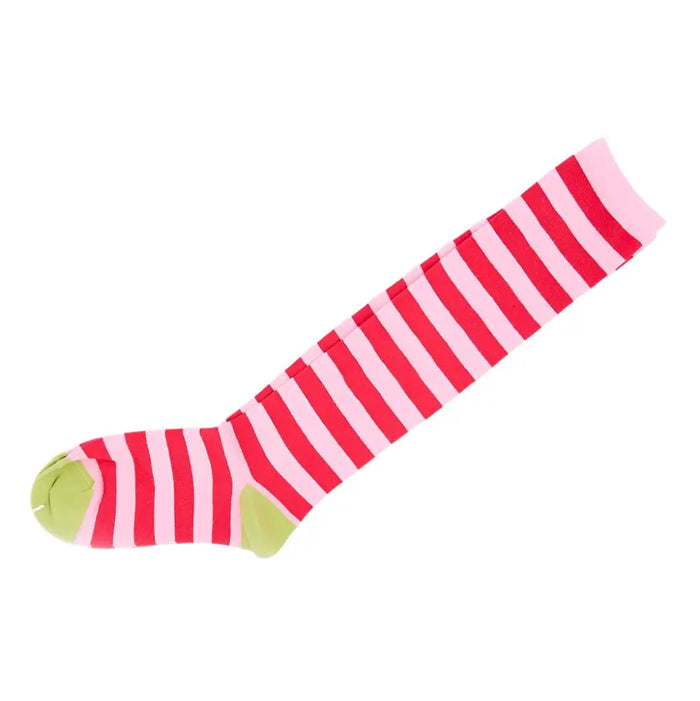 Knee High Socks Striped Ladies Long Womens Red Pink Stripe AU Stock - Pantsnsox