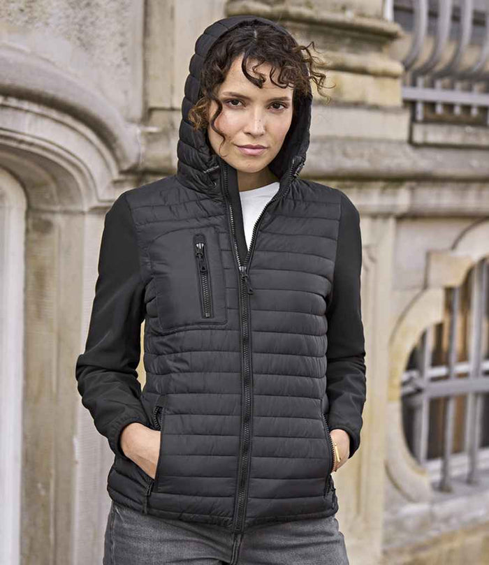 Tee Jays Ladies Crossover Hooded Jacket | Black/Black - Eg Clothing UK