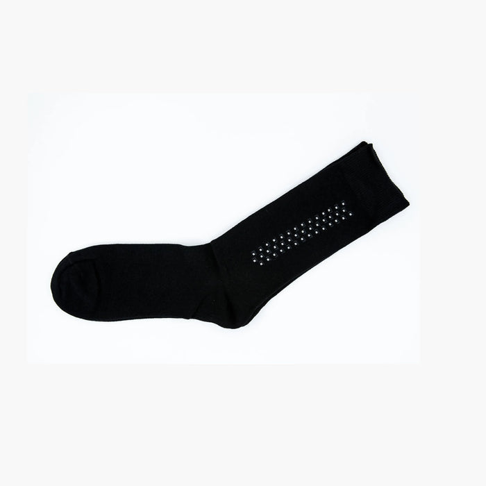 Men Black Pattern Premium Cotton Blend Mens Crew Socks 6-11 Comfort - Pantsnsox