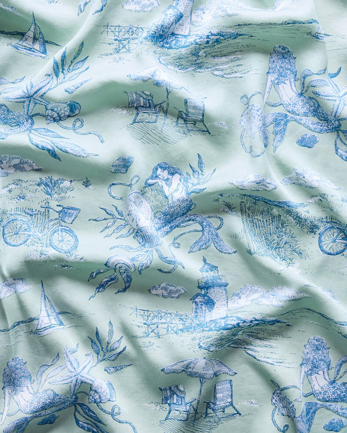 Mermaid Toile - Eco Satin Pamela Set - Seafoam - Printfresh