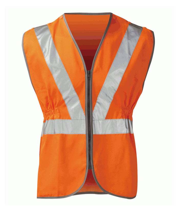 Paddington Pull Apart Hi Vis Safety Waistcoat Orange with reflective tape quick-release shoulder and side studs zip front and side elastication