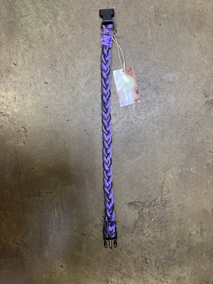 Paracord Dog Collar Original-Purple Reflecitv : LRG 15-24" - Dog.Dog.Cat.