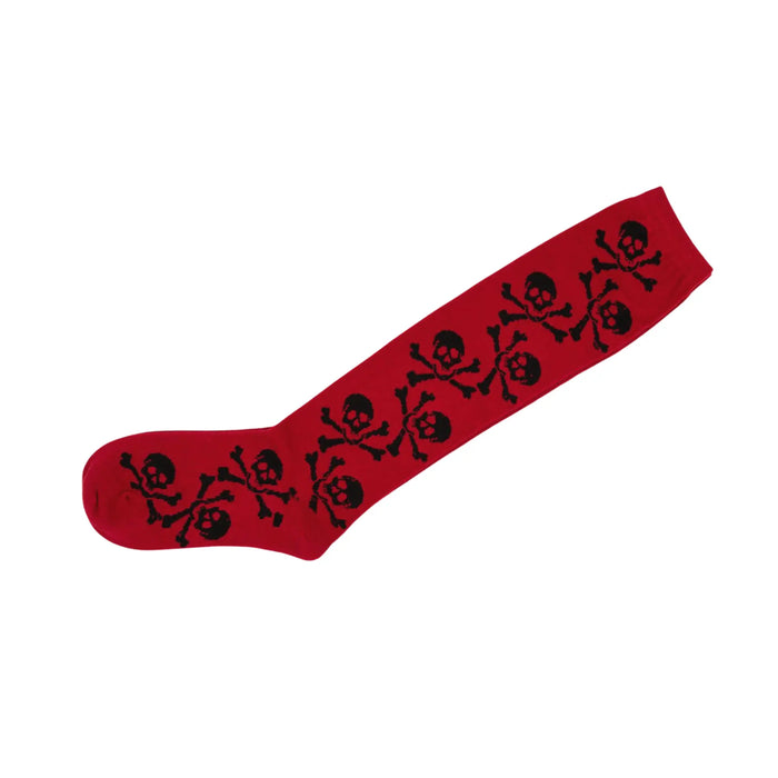 Skull Knee High Socks Red - Pantsnsox