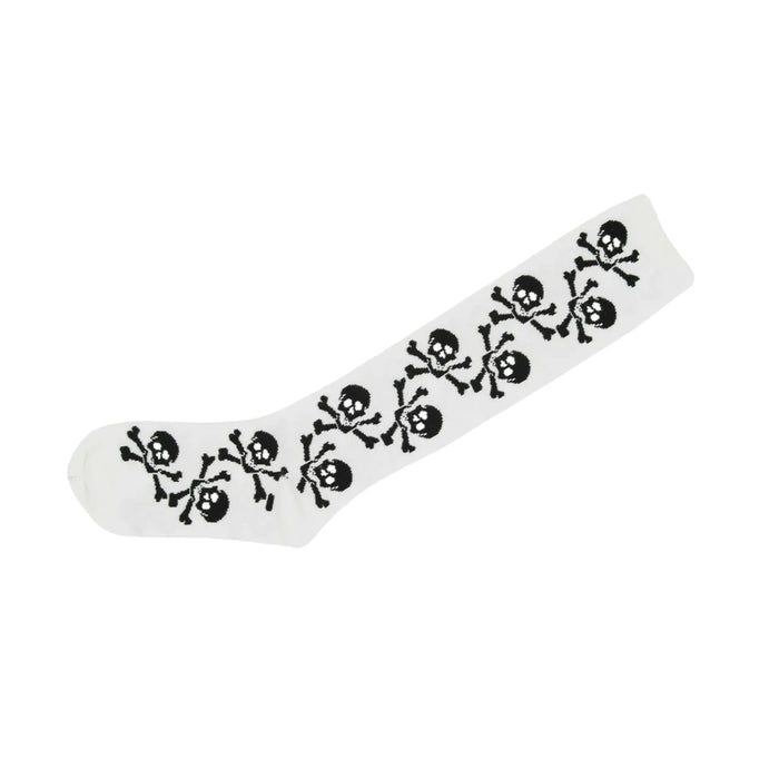 Skull Knee High Socks White - Pantsnsox
