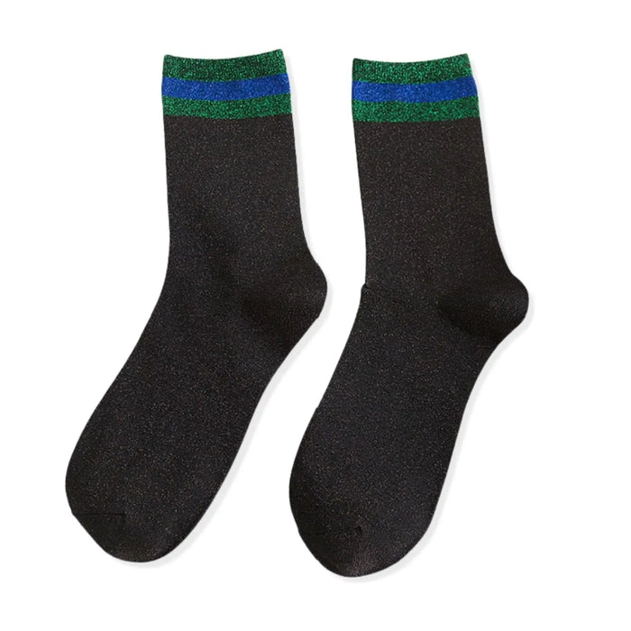 Striped Glitter Shining Socks - Pantsnsox