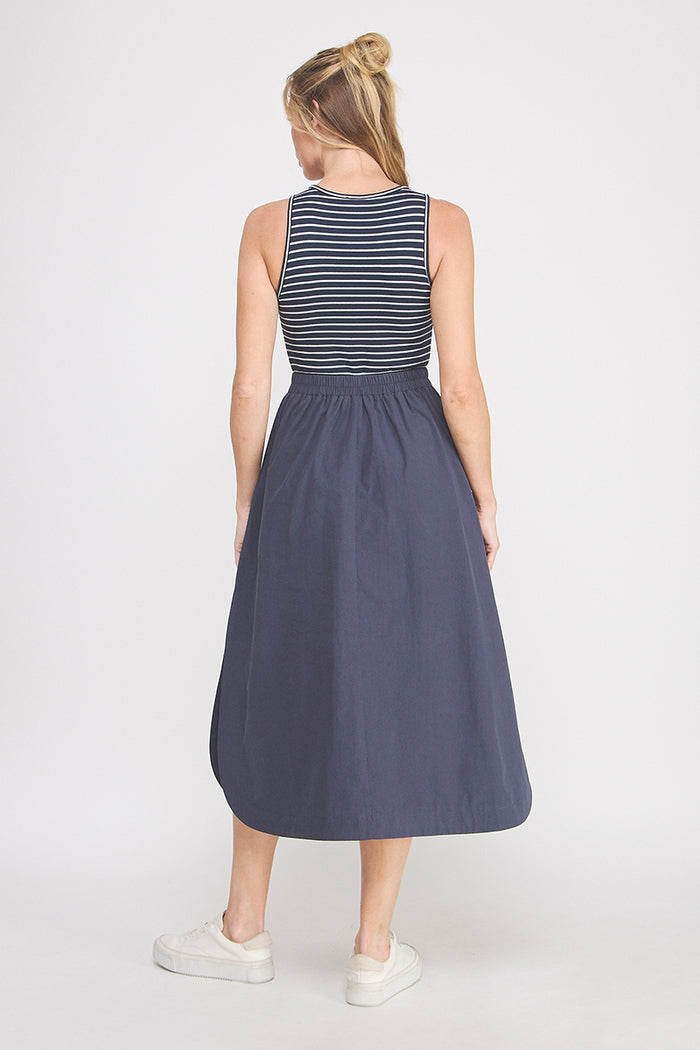 Striped Knit Tank Midi Dress - Blue
