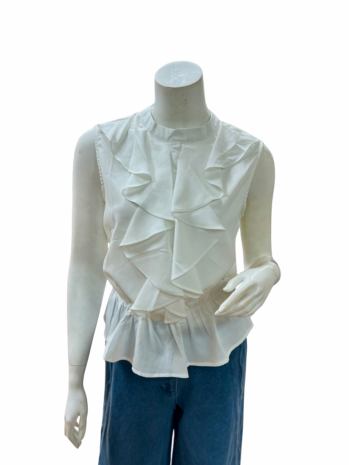 Sweet Craze Ruffle Top - White
