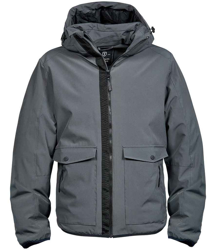 Tee Jays Urban Adventure Shell Jacket Space Grey with detachable hood contrast black zip trim dual-entry patch pockets