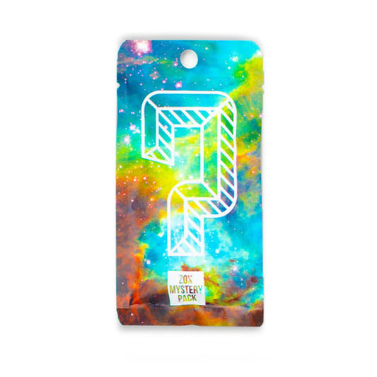 Package photo of the 1 Mystery ZOX: multi-colored space design with white question mark and 'ZOX MYSTERY PACK' text