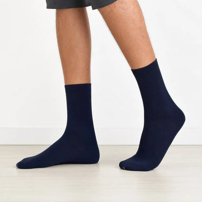 12 Pairs Navy Premium Cotton School Socks model image