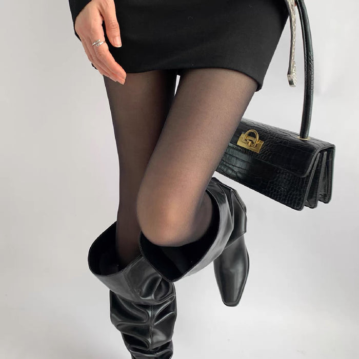 15D Silky Sheer Black Stockings – High end Natural Look Stretch Hosiery One Size