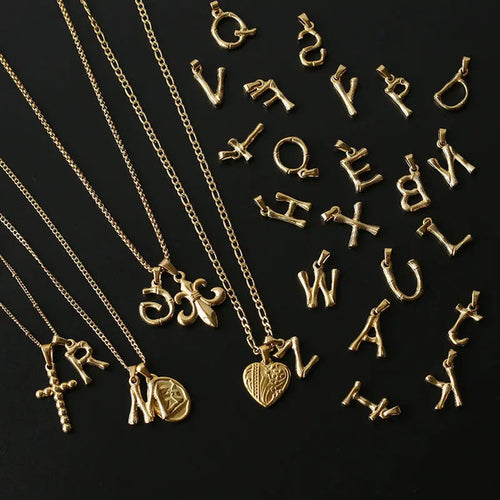 18ct Gold Plated Initial Letter  A to Z Charm Pendant Words Necklace Gift Crushes.