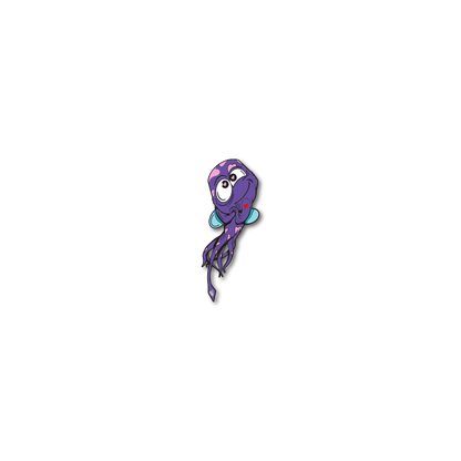 Enamel pin photo of 2021 - Day 10 - Leon Lovestruck: purple monster with pink hearts all over and one red heart and blue wings