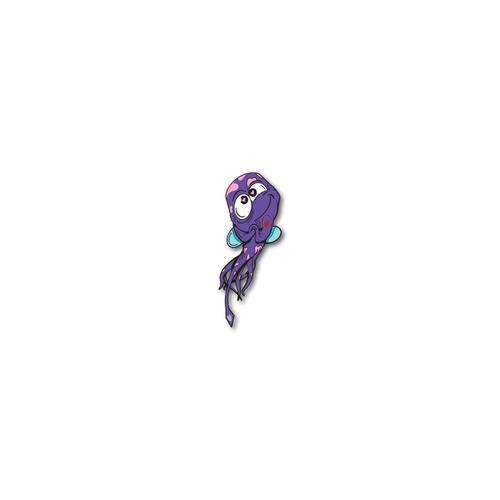 Enamel pin photo of 2021 - Day 10 - Leon Lovestruck: purple monster with pink hearts all over and one red heart and blue wings