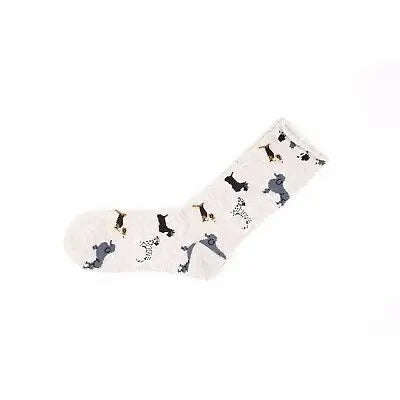 Women Womens Cotton Crew Socks Design Dog Puppy Pattern 2-8 AU Stock - Pantsnsox