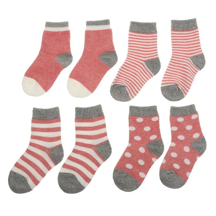 4 Pairs Kids Toddler Infant Cotton Socks Light Pink Pantsnsox