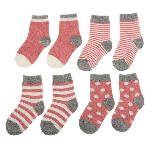 4 Pairs Kids Toddler Infant Cotton Socks Light Pink Pantsnsox