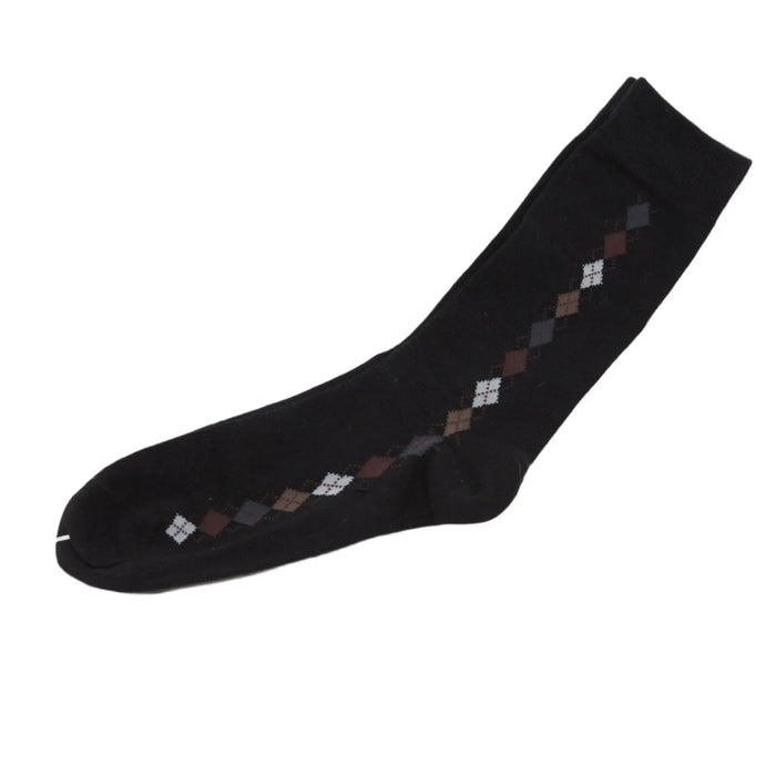 Mens Premium Cotton Business Socks Size 6-11 Black Patterned - Pantsnsox