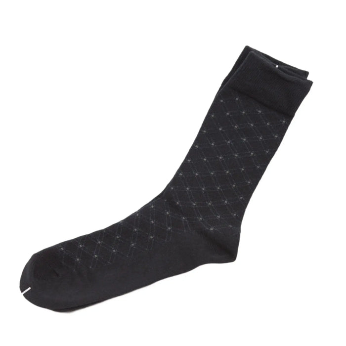 Mens Premium Cotton Business Socks Size 6-11 Black Patterned - Pantsnsox