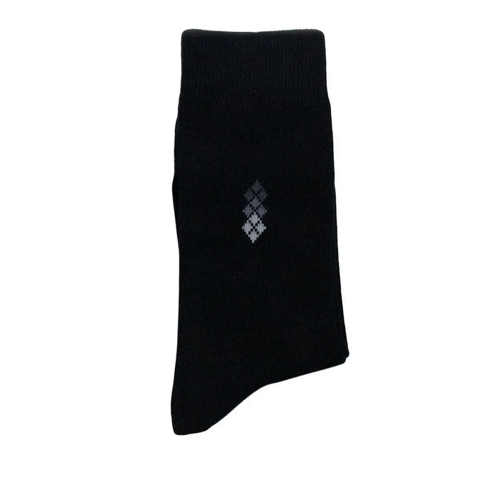 4 Pairs Mens Premium Cotton Business Socks Size 6-11 Black Patterned Sunfort