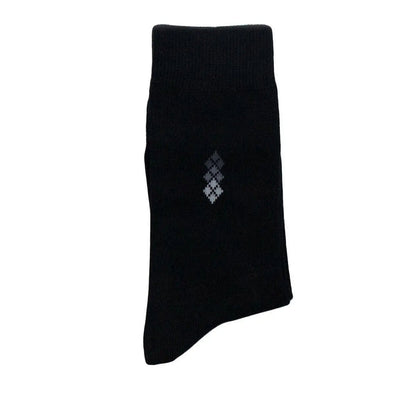 4 Pairs Mens Premium Cotton Business Socks Size 6-11 Black Patterned Sunfort