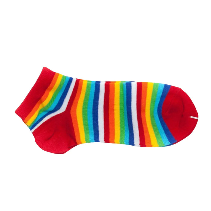 Womens Rainbow Stripe Cotton Ladies Ankle Socks Sports Casual Socks 2-8 - Pantsnsox
