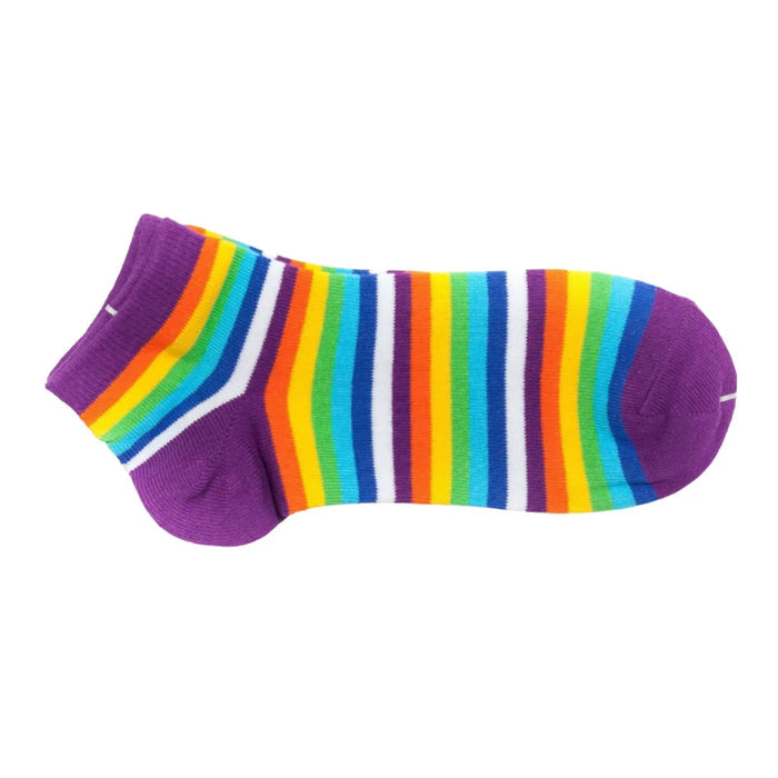 Rainbow Stripe 4 Pairs Ladies Womens Ankle Socks Sports Casual Cotton Socks 2-8 Pantsnsox