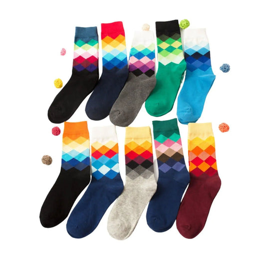 6 Pairs Diamond Wave Pattern Socks - Pantsnsox