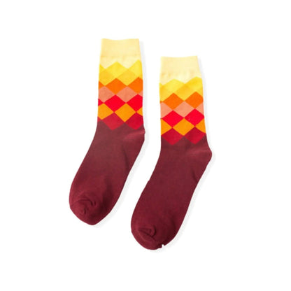 6 Pairs Diamond Wave Pattern Socks - Pantsnsox
