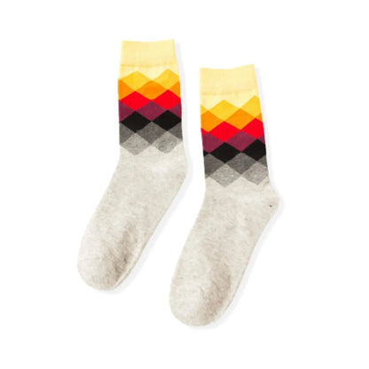 6 Pairs Diamond Wave Pattern Socks - Pantsnsox