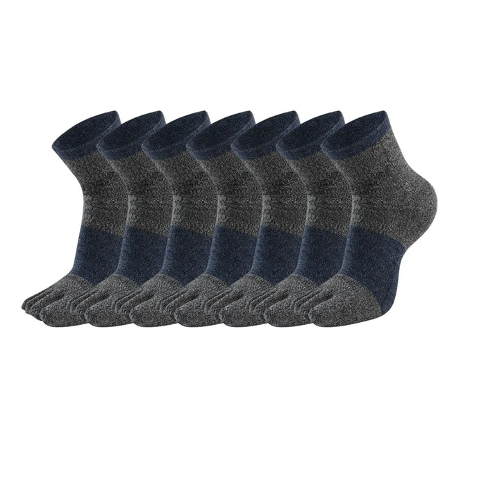 6 Pairs Grey Blue Color Compact Toe Socks Meikan