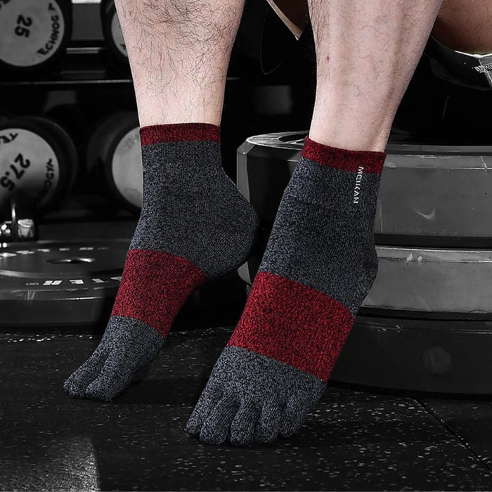 6 Pairs Grey Red Color Compact Toe Socks Meikan