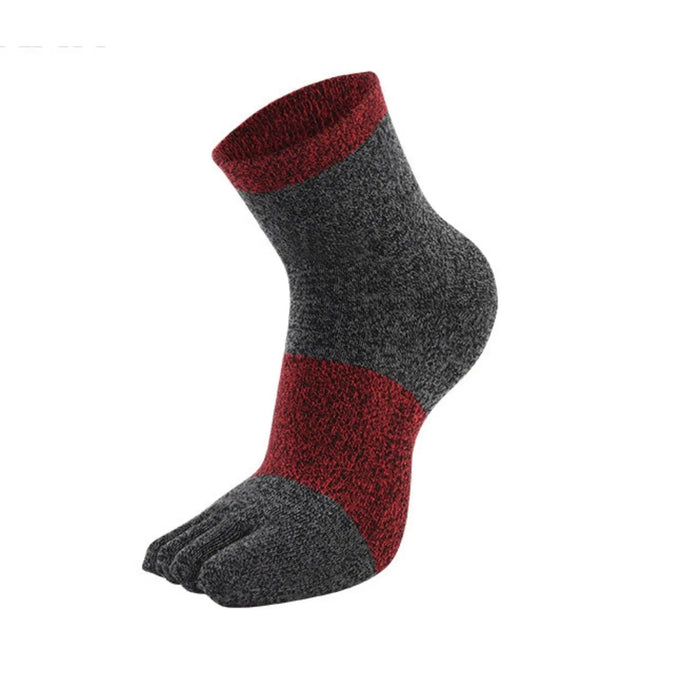 6 Pairs Grey Red Color Compact Toe Socks Meikan