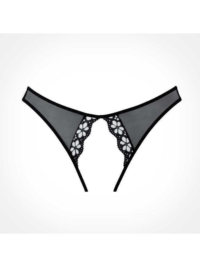 Adore Mirabelle Plum Sheer Mesh Panties - Floral Lace, Peekaboo Cutouts & Elegant Picot Trim Allure Lingerie