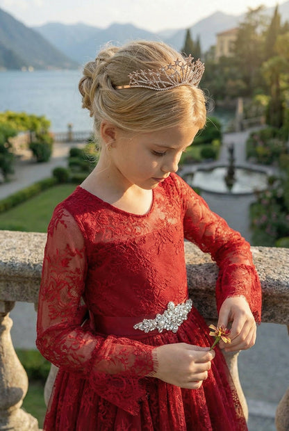 AINSLEY DRESS & BELT SET CRIMSON