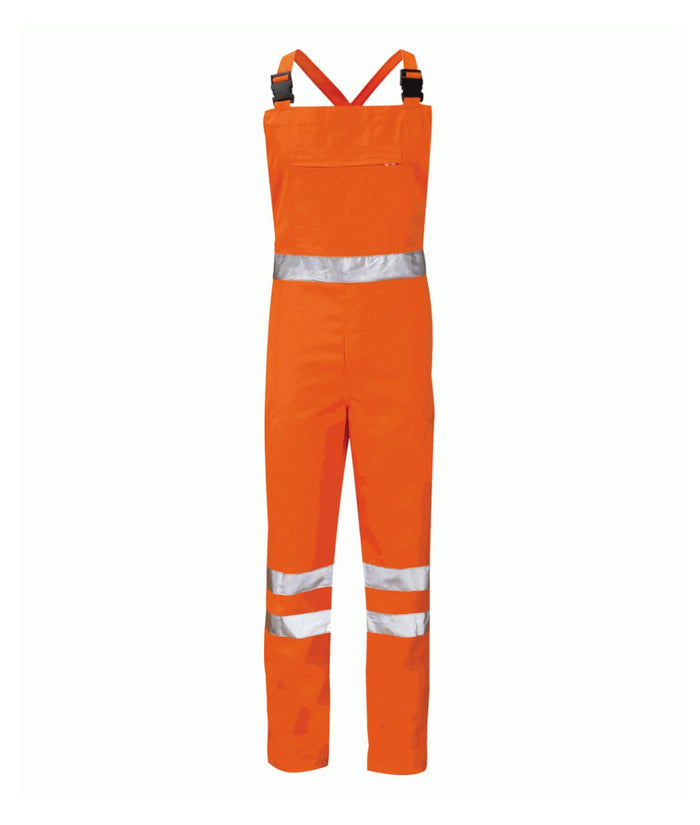 Alpha Bib & Brace Overall Tall Leg hi-vis with reflective tape adjustable shoulder braces front bib pocket zip fly
