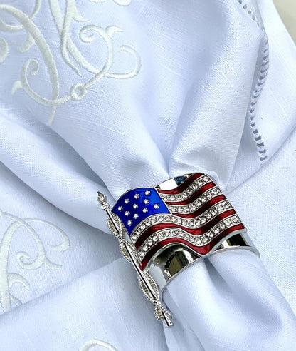 AMERICAN FLAG NAPKIN RING SET OF 2