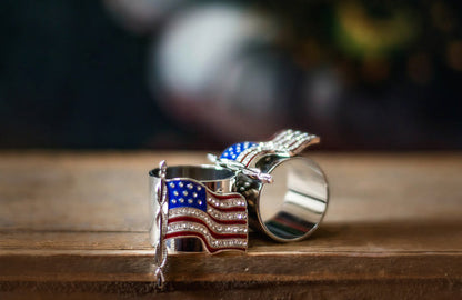 AMERICAN FLAG NAPKIN RING SET OF 2