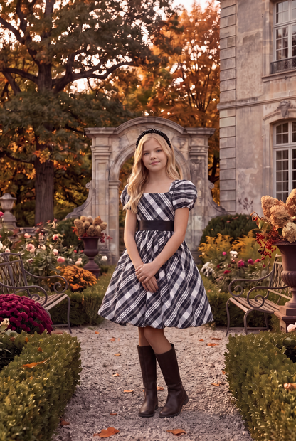 ARIELLE DRESS BLACK & WHITE PLAID