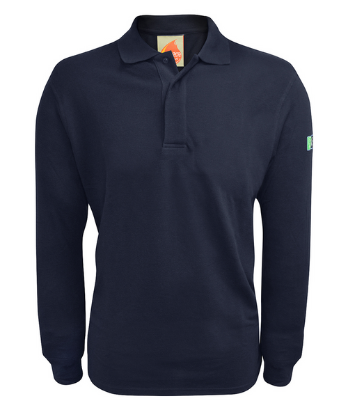 Baird FR ARC long sleeve polo shirt ribbed collar cuffs taped half moon neck left sleeve pocket 300 GSM 60% modacrylic
