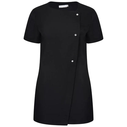 Behrens Beau Tunic women's soft twill asymmetrical neckline with crystal detail concealed front zip and side vents
