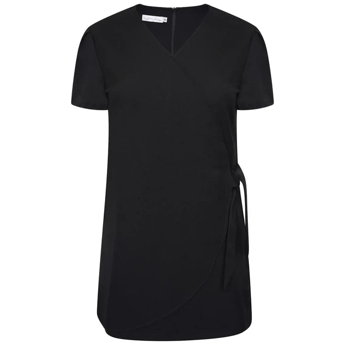 Behrens Gisele Tunic women's faux wrap with side tie pleat sleeves back zip 100% soft twill polyester